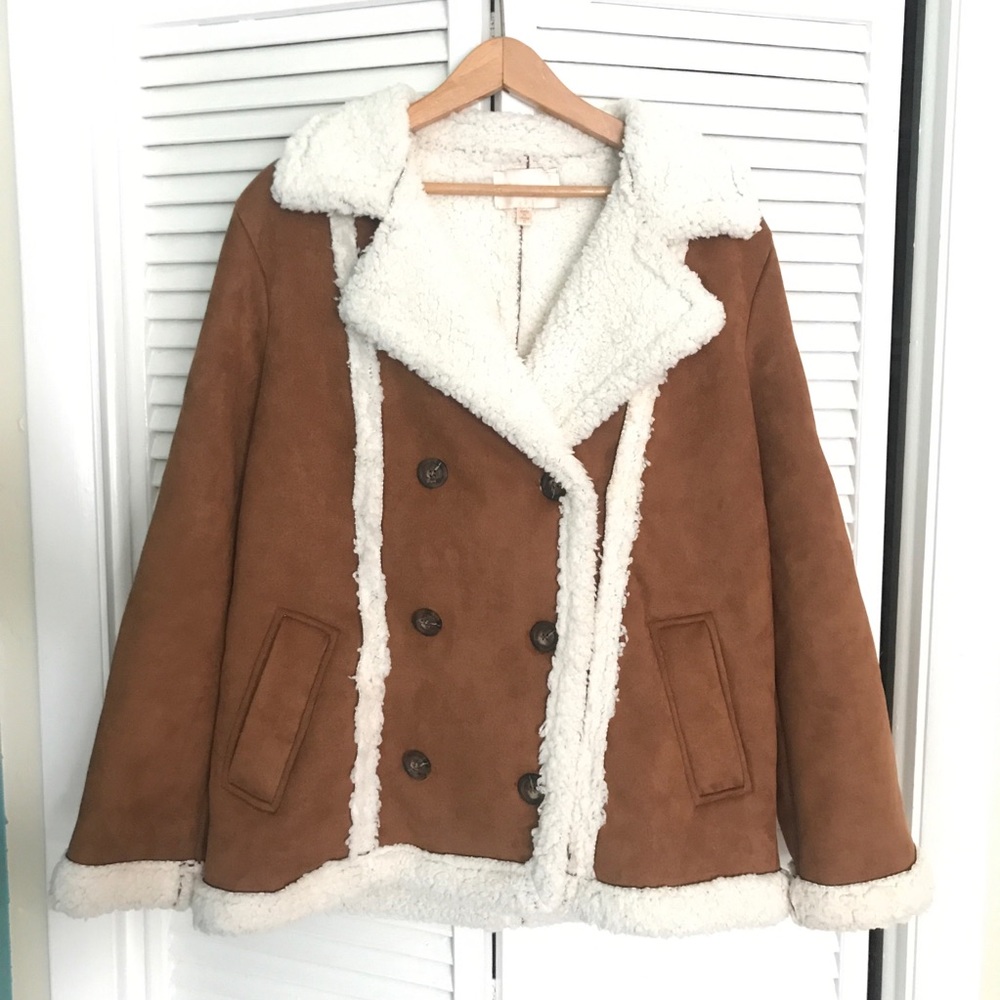 Skies Are Blue Shearling Coat Jacket - Picture 2 of 5